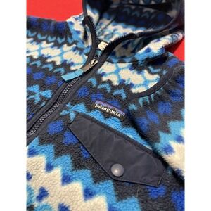 Men's Patagonia Full Zip Hooded Fleece Jacket Size XS Fair Isle Pattern